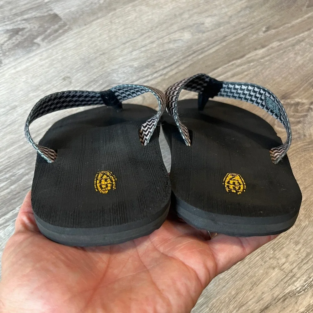Keen Mens Flip Flops Black White Houndstooth Thong Sandals Size 12 1136BKHT